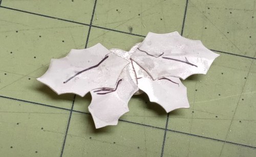 Judy Larson's Happy Holly Days Wreath Ornament - , Holiday Designs, Butane Torch, Soldering, Solder, , Mark where the holly berry bundle overlaps